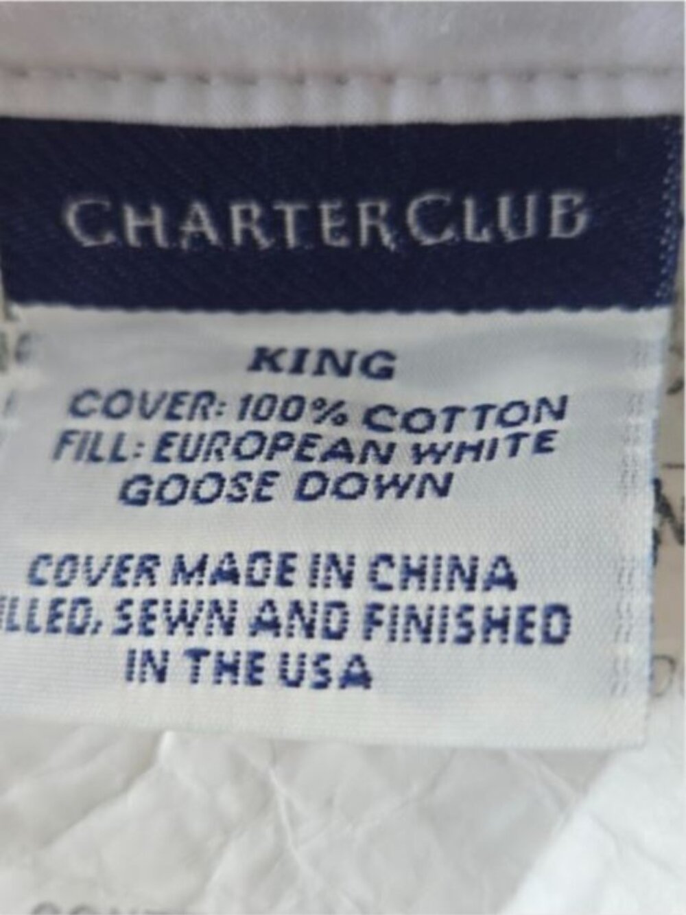 2 Charter Club European White Goose Down King Pillows w/protectors-Med-600 FP - Picture 4 of 5